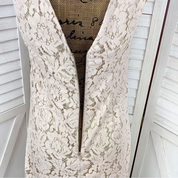 Vince Camuto Floral Lace Open Back Halter Shift Party Dress Blush Pink 4 - Picture 8 of 14